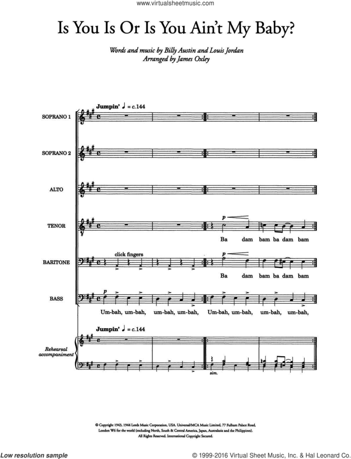 Is You Is, Or Is You Ain't (Ma' Baby) (arr. James Oxley) sheet music for voice, piano or guitar by Louis Jordan, James Oxley and Billy Austin, intermediate skill level