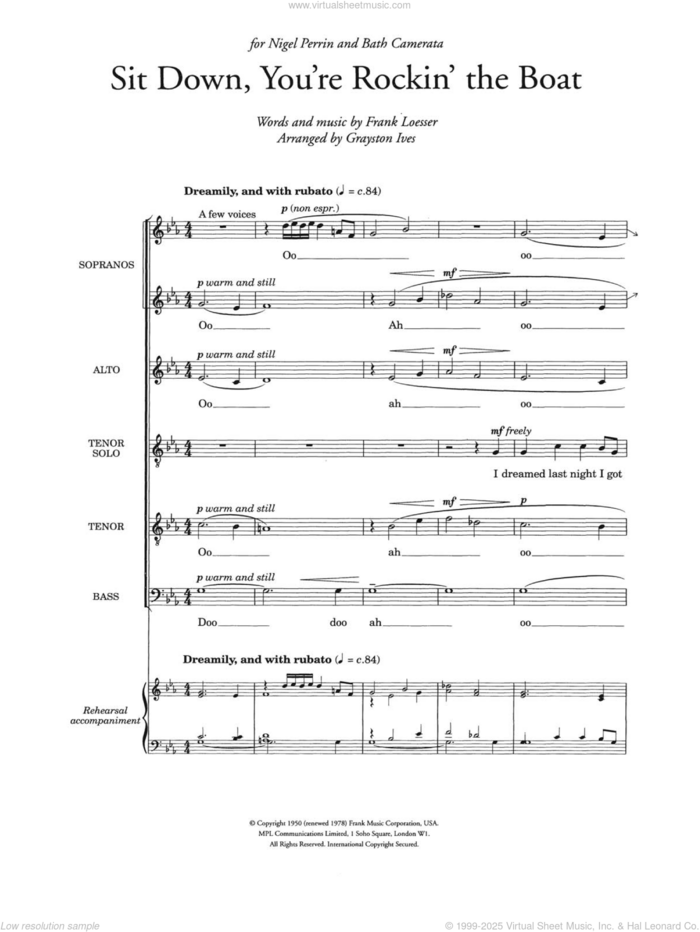 Sit Down, You're Rockin' The Boat (from 'Guys and Dolls') (arr. Grayston Ives) sheet music for voice, piano or guitar by Frank Loesser and Grayston Ives, intermediate skill level