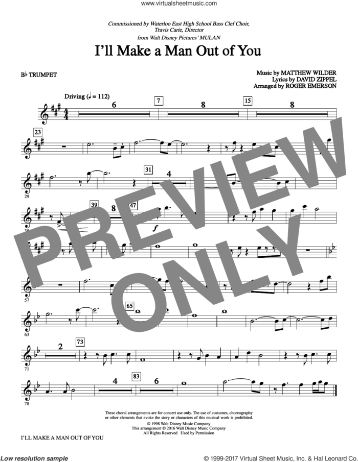I'll Make a Man Out of You (from Mulan) (arr. Roger Emerson) (complete set of parts) sheet music for orchestra/band by Roger Emerson, David Zippel and Matthew Wilder, intermediate skill level