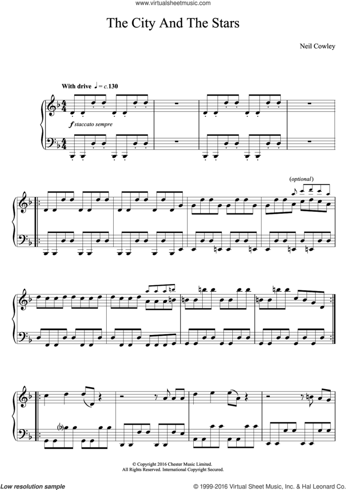 The City And The Stars sheet music for piano solo by Neil Cowley Trio and Neil Cowley, intermediate skill level