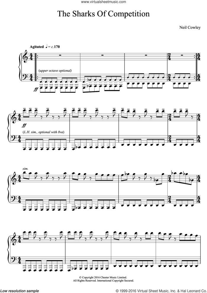 The Sharks Of Competition sheet music for piano solo by Neil Cowley Trio and Neil Cowley, intermediate skill level