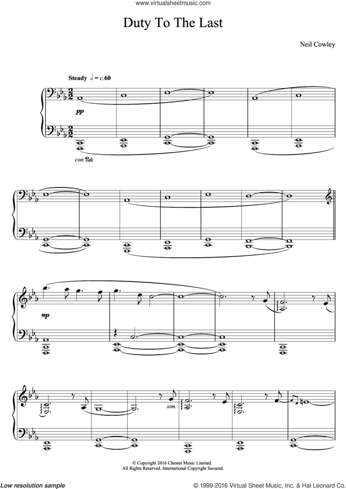 Duty To The Last sheet music for piano solo by Neil Cowley Trio and Neil Cowley, intermediate skill level