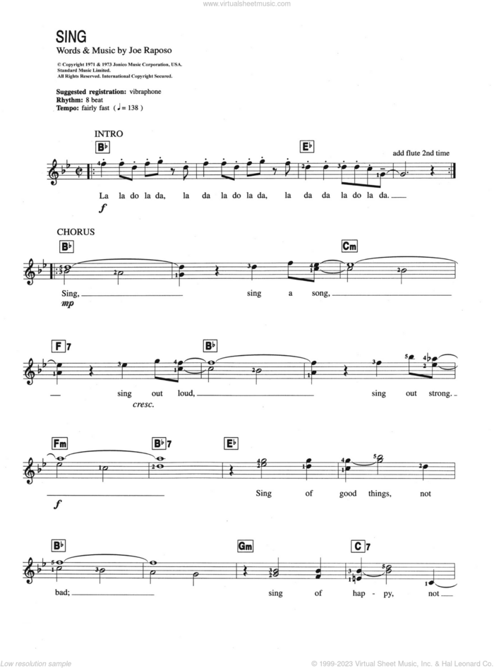 Sing sheet music for piano solo (chords, lyrics, melody) by Carpenters and Joe Raposo, intermediate piano (chords, lyrics, melody)