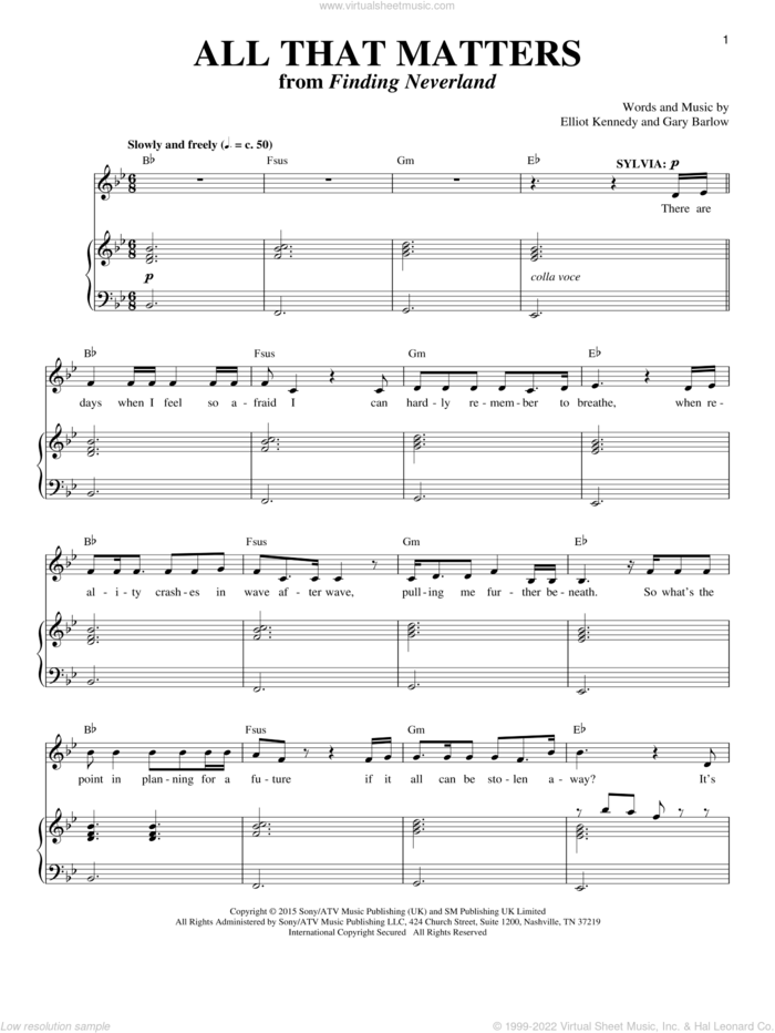 All That Matters sheet music for voice and piano by Gary Barlow & Eliot Kennedy, Eliot Kennedy and Gary Barlow, intermediate skill level