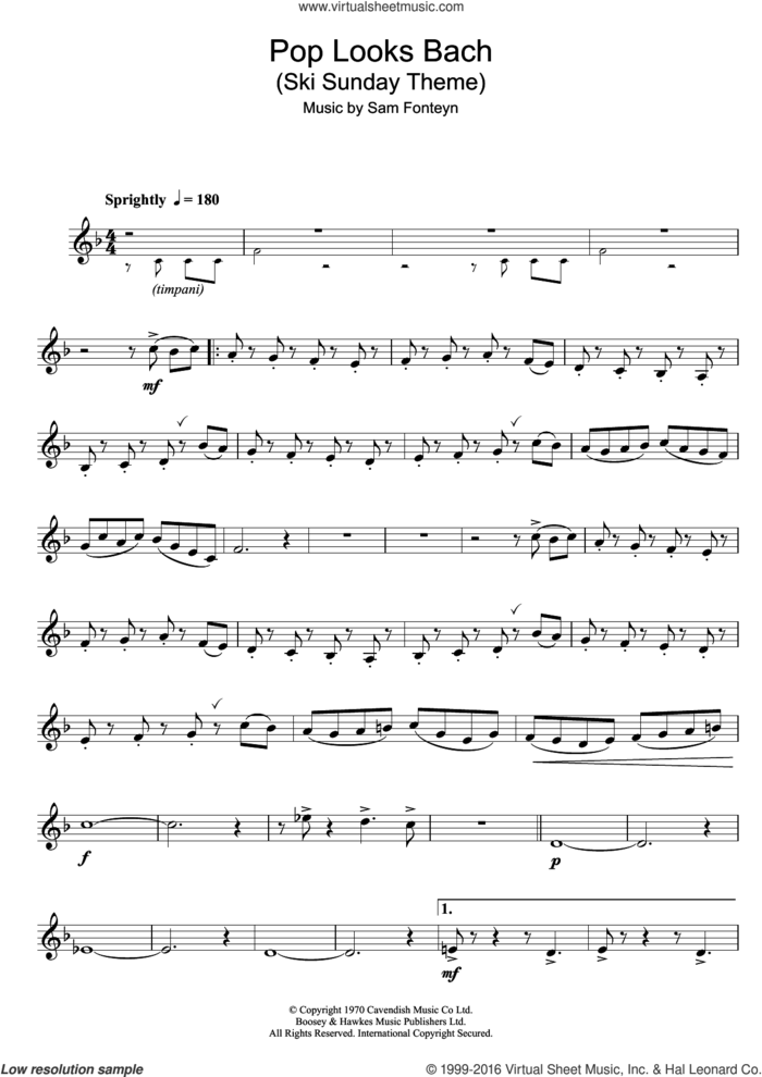 Ski Sunday Theme (Pop Looks Bach) sheet music for clarinet solo by Sam Fonteyn, intermediate skill level