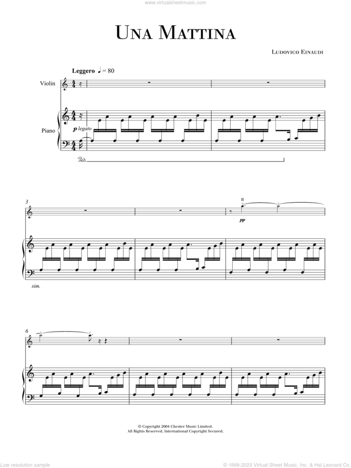 Una Mattina by Ludovico Einaudi - Piano Solo - Digital Sheet Music