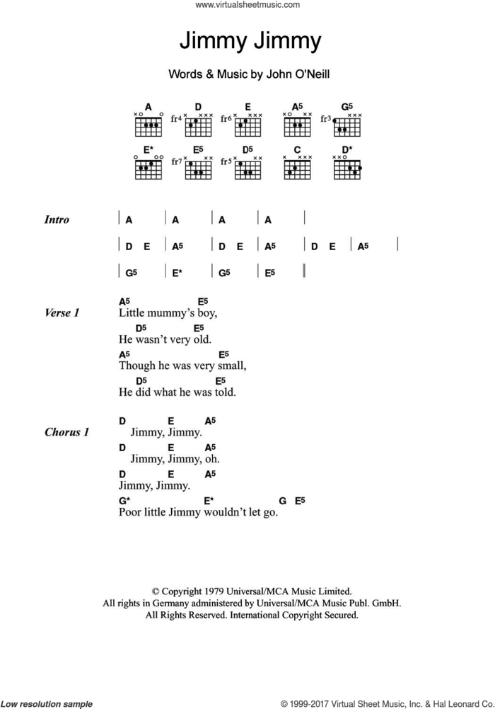 Jimmy Jimmy sheet music for guitar (chords) by John O'Neill, intermediate skill level