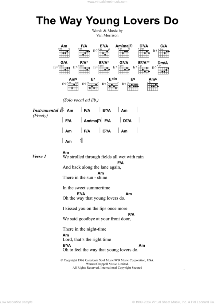 The Way Young Lovers Do sheet music for guitar (chords) by Jeff Buckley and Van Morrison, intermediate skill level