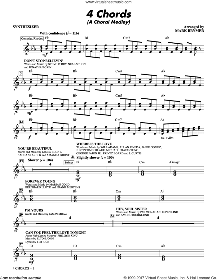 4 Chords (A Choral Medley) (complete set of parts) sheet music for orchestra/band by Elton John, Mark Brymer and Tim Rice, intermediate skill level
