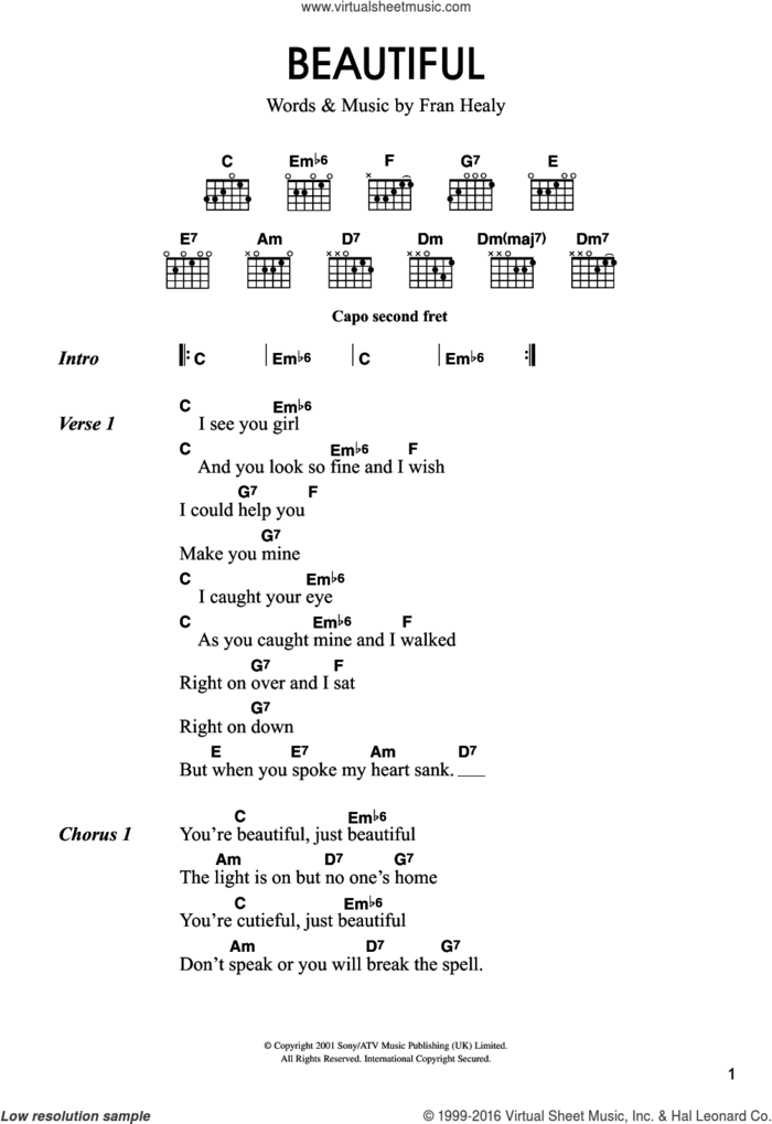 Beautiful sheet music for guitar (chords) by Merle Travis and Fran Healy, intermediate skill level
