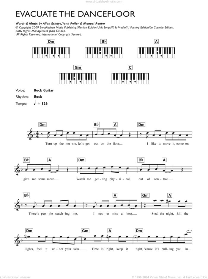 Evacuate The Dancefloor sheet music for piano solo (chords, lyrics, melody) by Cascada, Allan Eshuys, Manuel Reuter and Yann Peifer, intermediate piano (chords, lyrics, melody)