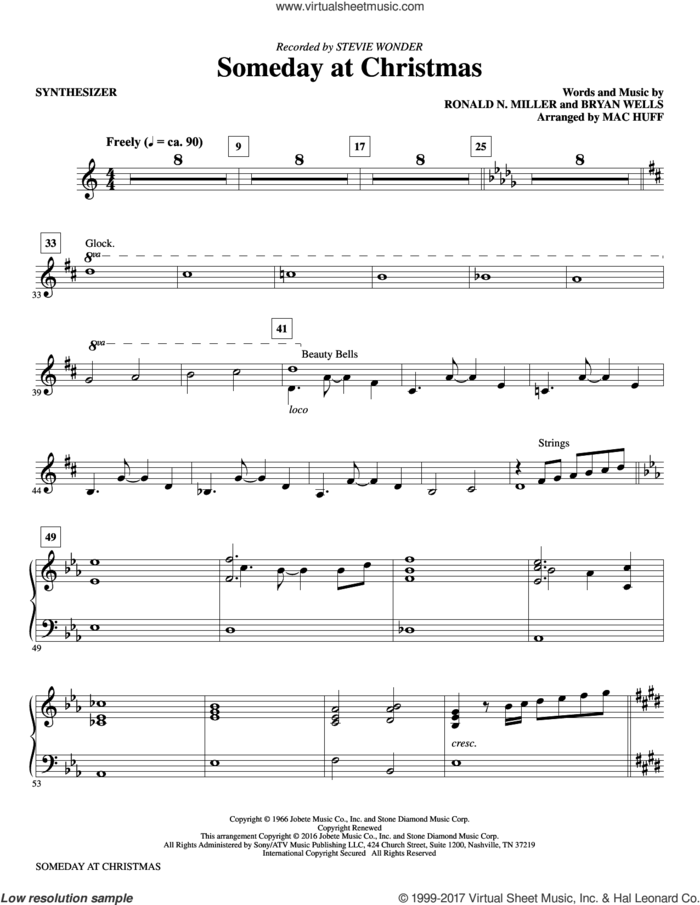 Someday at Christmas (arr. Mac Huff) (complete set of parts) sheet music for orchestra/band by Mac Huff, Bryan Wells, Ronald N. Miller and Stevie Wonder, intermediate skill level