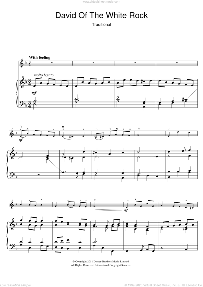 David Of The White Rock sheet music for violin solo, intermediate skill level