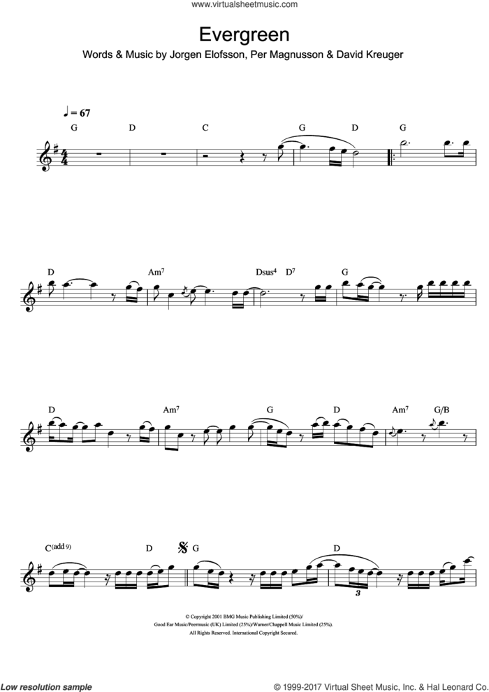 Evergreen sheet music for flute solo by Will Young, Westlife, David Kreuger, Jorgen Elofsson and Per Magnusson, intermediate skill level