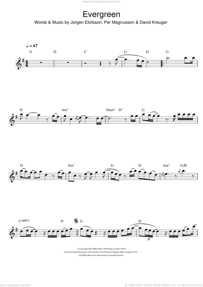 Evergreen sheet music for flute solo by Will Young, Westlife, David Kreuger, Jorgen Elofsson and Per Magnusson, intermediate skill level