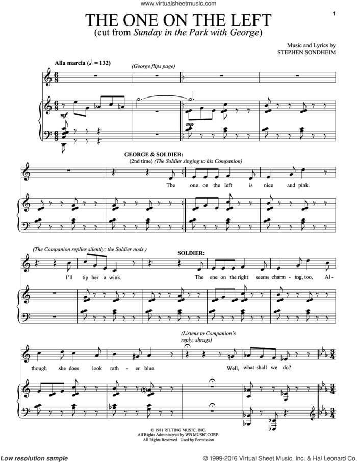 The One On The Left sheet music for voice and piano by Stephen Sondheim, intermediate skill level