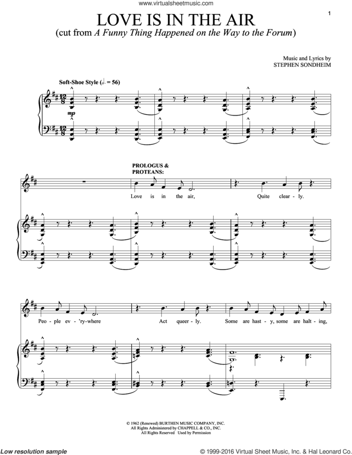 Love Is In The Air sheet music for voice and piano by Stephen Sondheim, intermediate skill level