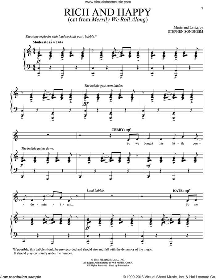 Rich And Happy sheet music for voice and piano by Stephen Sondheim, intermediate skill level