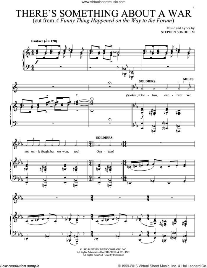 There's Something About A War sheet music for voice and piano by Stephen Sondheim, intermediate skill level