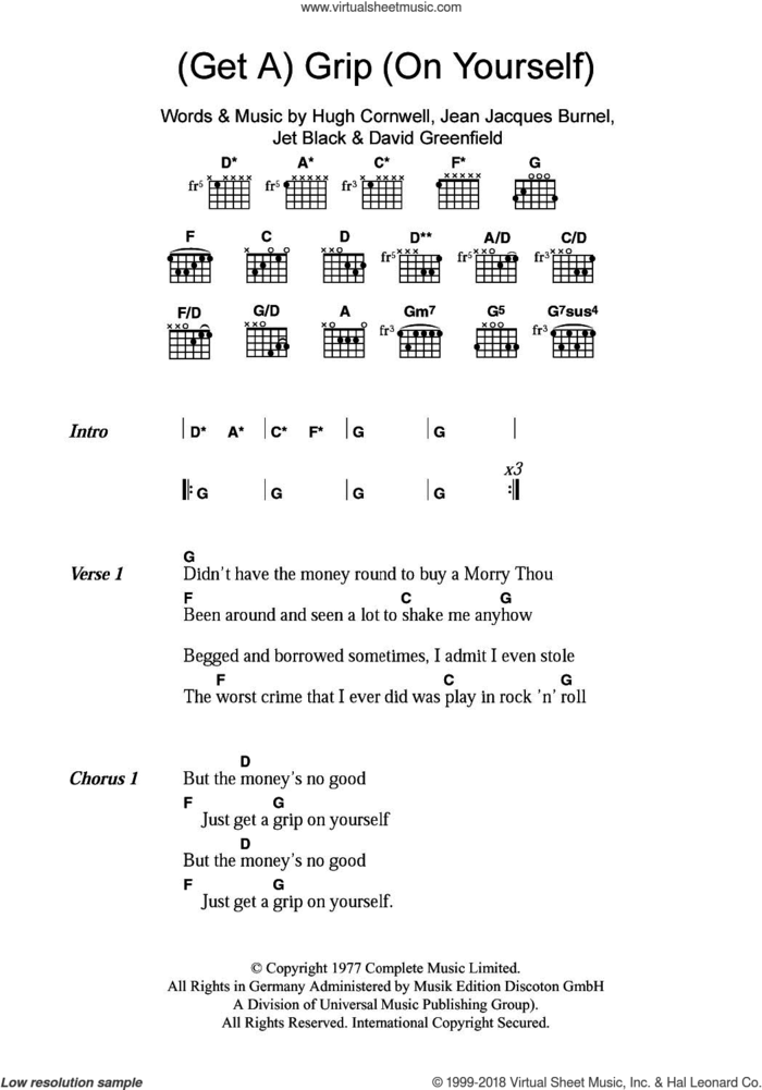 (Get A) Grip (On Yourself) sheet music for guitar (chords) by The Stranglers, David Greenfield, Hugh Cornwell, Jean Burnel and Jet Black, intermediate skill level