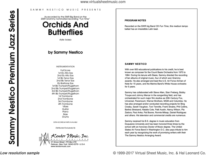 Orchids And Butterflies (COMPLETE) sheet music for jazz band by Sammy Nestico, intermediate skill level