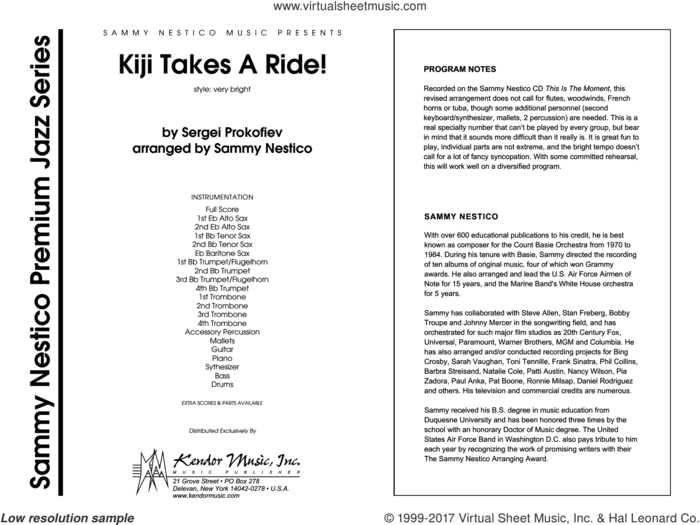 Kiji Takes A Ride! (COMPLETE) sheet music for jazz band by Sammy Nestico, intermediate skill level