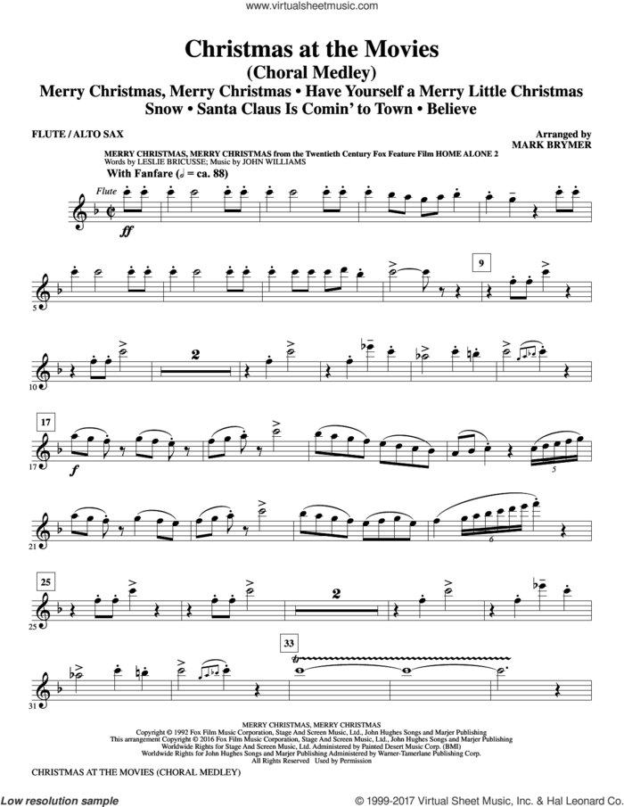 Christmas at the Movies (complete set of parts) sheet music for orchestra/band by Mark Brymer, Alan Silvestri, Glen Ballard and Josh Groban, intermediate skill level