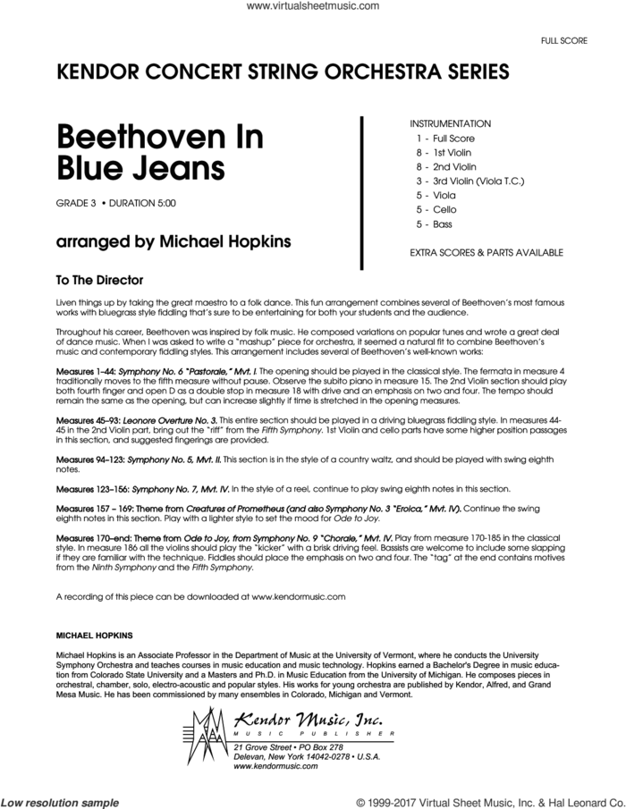 Beethoven In Blue Jeans (COMPLETE) sheet music for orchestra by Ludwig van Beethoven and Michael Hopkins, classical score, intermediate skill level