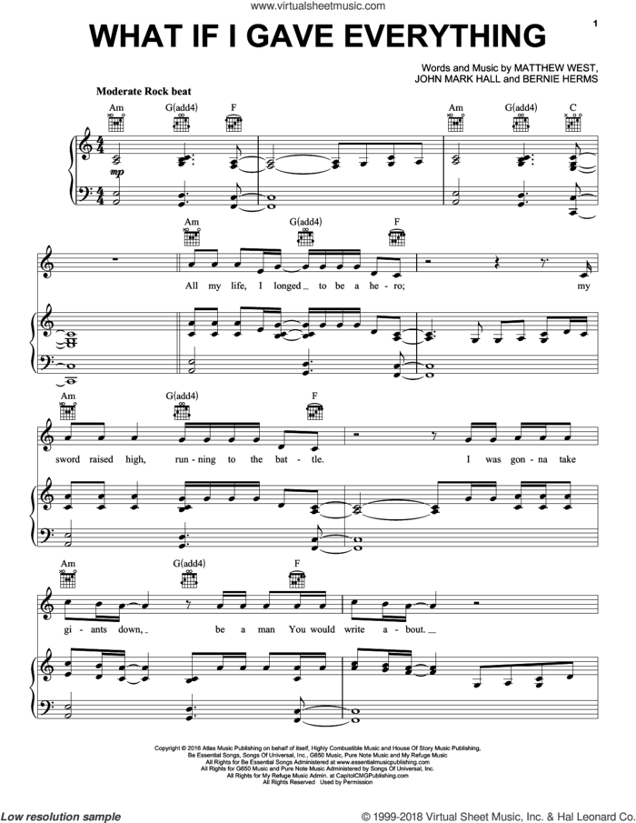 What If I Gave Everything sheet music for voice, piano or guitar by Casting Crowns, Bernie Herms, John Mark Hall and Matthew West, intermediate skill level