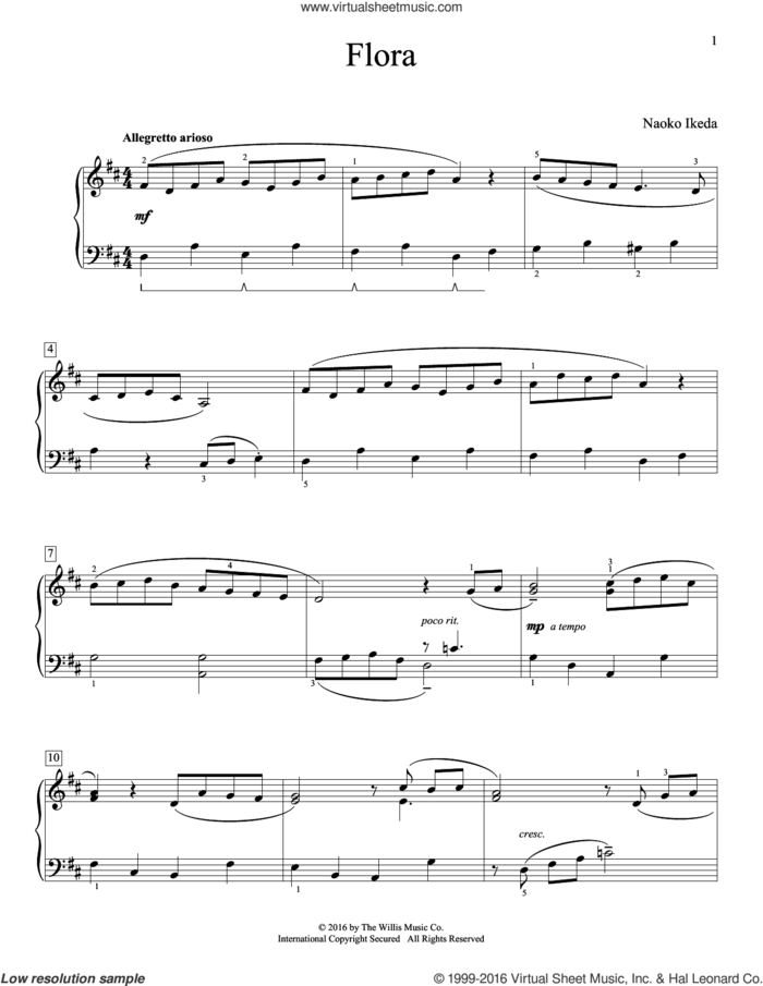 Flora sheet music for piano solo (elementary) by Naoko Ikeda, beginner piano (elementary)