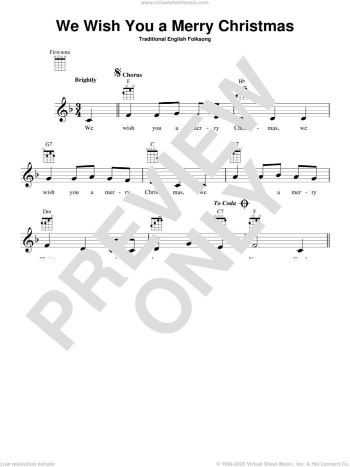 We Wish You A Merry Christmas sheet music for ukulele, intermediate skill level