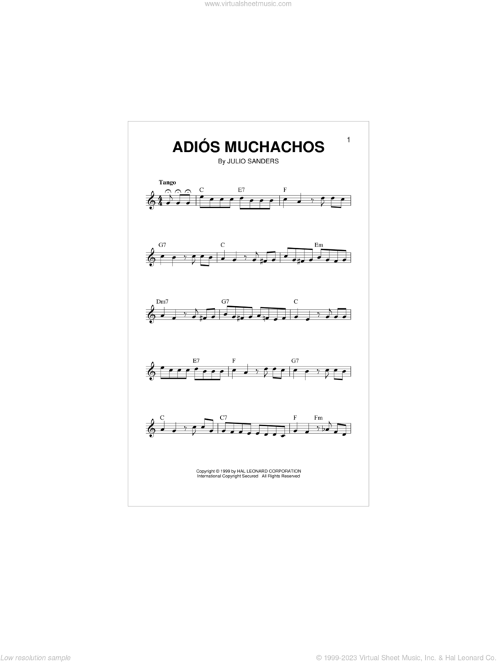 Adios Muchachos sheet music for voice and other instruments (fake book) by Julio Cesar Sanders, intermediate skill level