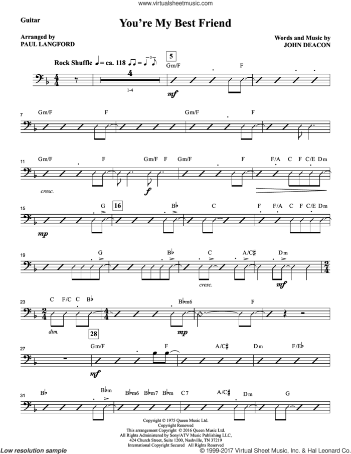 You're My Best Friend (arr. Paul Langford) (complete set of parts) sheet music for orchestra/band by Queen, John Deacon and Paul Langford, intermediate skill level