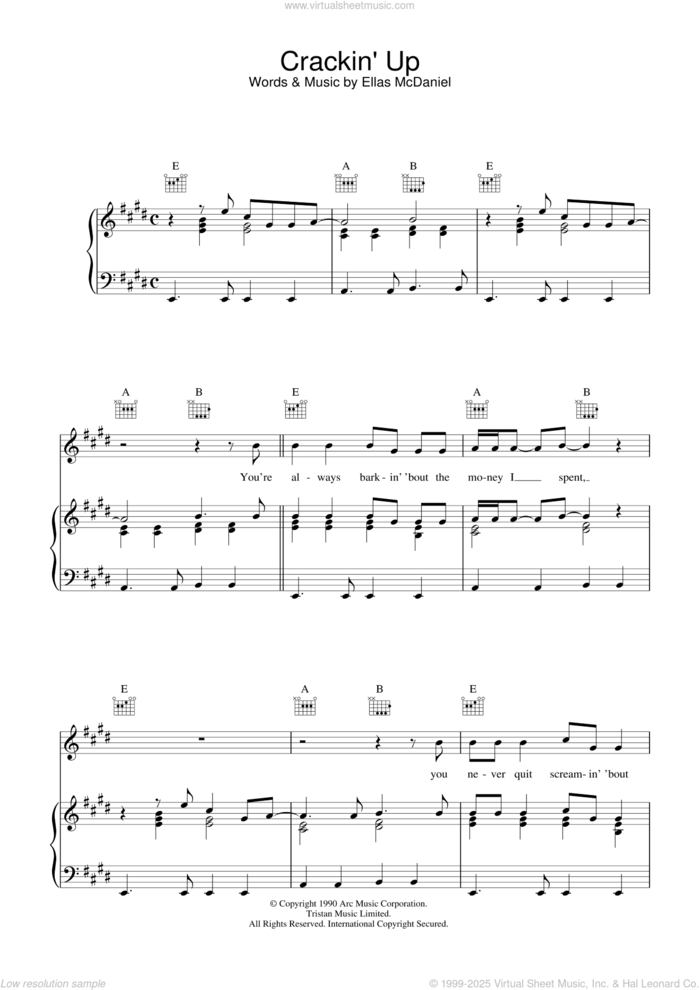 Crackin' Up sheet music for voice, piano or guitar by Paul McCartney and Ellas McDaniels, intermediate skill level