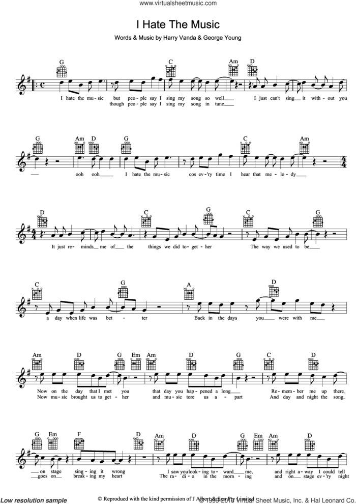 I Hate The Music sheet music for voice, piano or guitar by John Paul Young, George Young and Harry Vanda, intermediate skill level