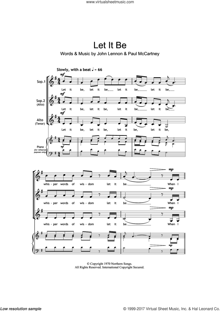 Let It Be (arr. Barrie Carson Turner) sheet music for choir (SSA: soprano, alto) by The Beatles, Barrie Carson Turner, John Lennon and Paul McCartney, intermediate skill level