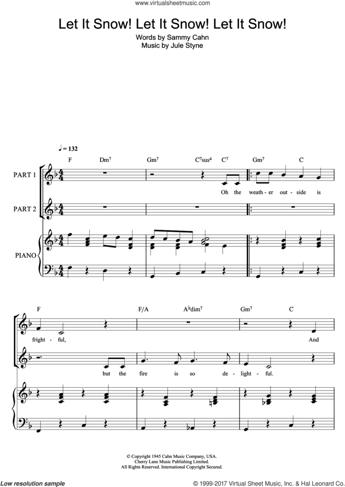 Let It Snow! Let It Snow! Let It Snow! (arr. Rick Hein) sheet music for choir (2-Part) by Doris Day, Rick Hein, Jule Styne and Sammy Cahn, intermediate duet