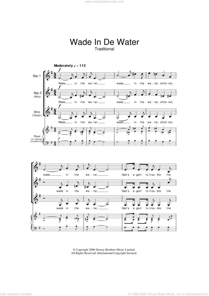 Wade In The Water (arr. Barrie Carson Turner) sheet music for choir (SSA: soprano, alto)  and Barrie Carson Turner, intermediate skill level