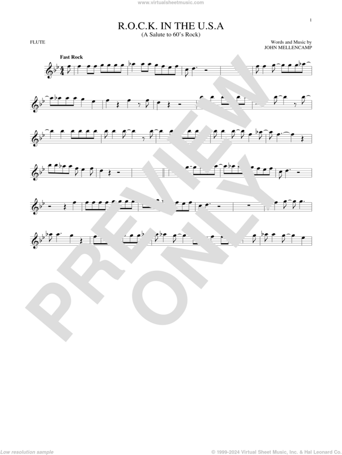 R.O.C.K. In The U.S.A. (A Salute To 60's Rock) sheet music for flute solo by John Mellencamp, intermediate skill level