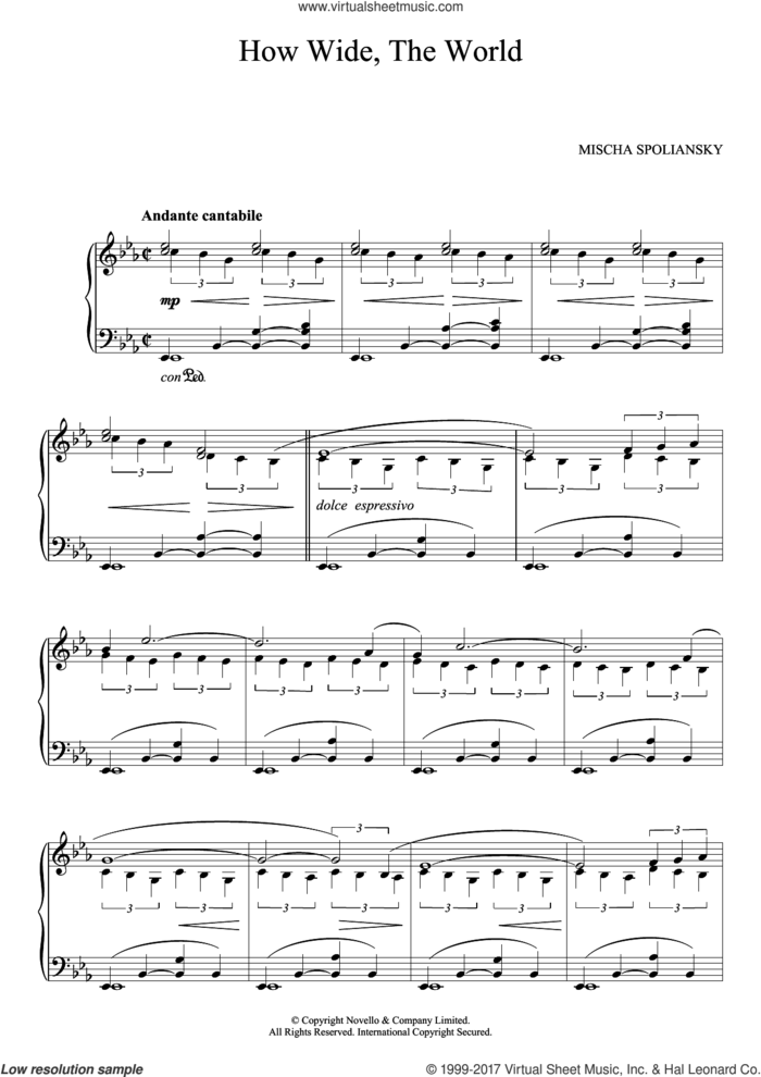 How Wide, The World sheet music for piano solo by Mischa Spoliansky, classical score, intermediate skill level