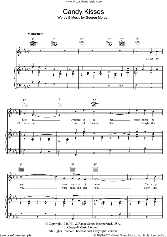 Candy Kisses sheet music for voice, piano or guitar by George Morgan, intermediate skill level