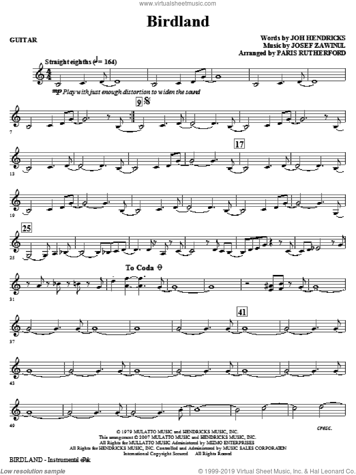 Birdland (complete set of parts) sheet music for orchestra/band (Rhythm) by Paris Rutherford, Jon Hendricks and Josef Zawinul, intermediate skill level
