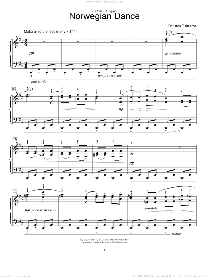 Norwegian Dance sheet music for piano solo (elementary) by Christos Tsitsaros and Miscellaneous, beginner piano (elementary)