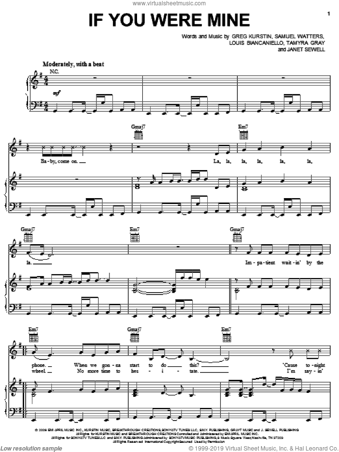 If You Were Mine sheet music for voice, piano or guitar by Jessica Simpson, Greg Kurstin, Janet Sewell, Louis Biancaniello, Sam Watters and Tamyra Gray, intermediate skill level