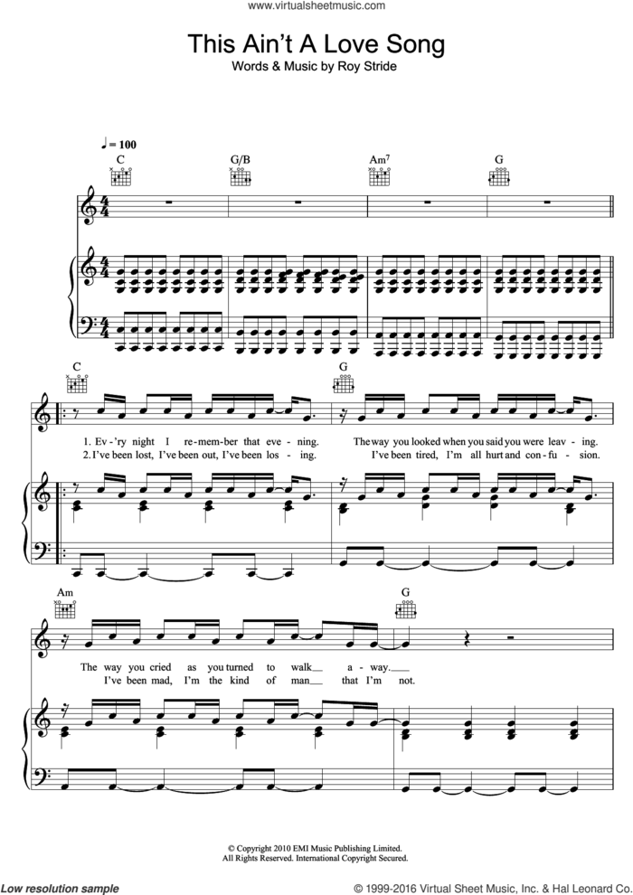 This Ain't A Love Song sheet music for voice, piano or guitar by Scouting For Girls and Roy Stride, intermediate skill level