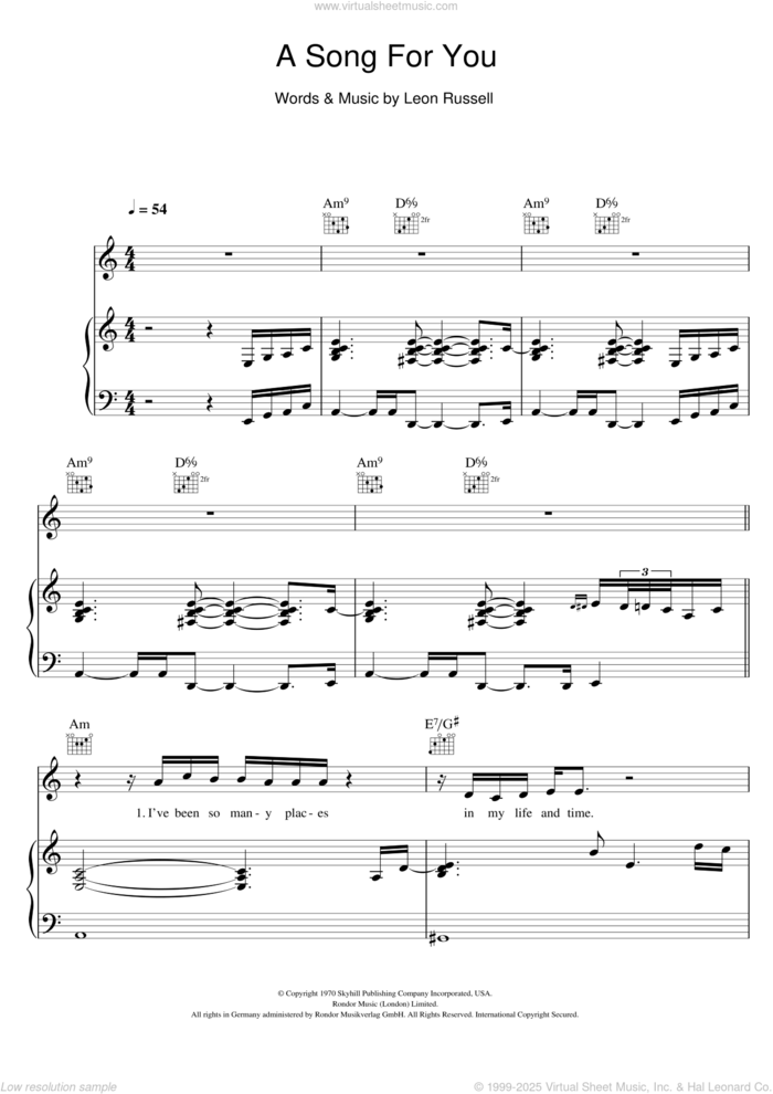 A Song For You sheet music for voice, piano or guitar by Michael Buble, Ray Charles and Leon Russell, intermediate skill level