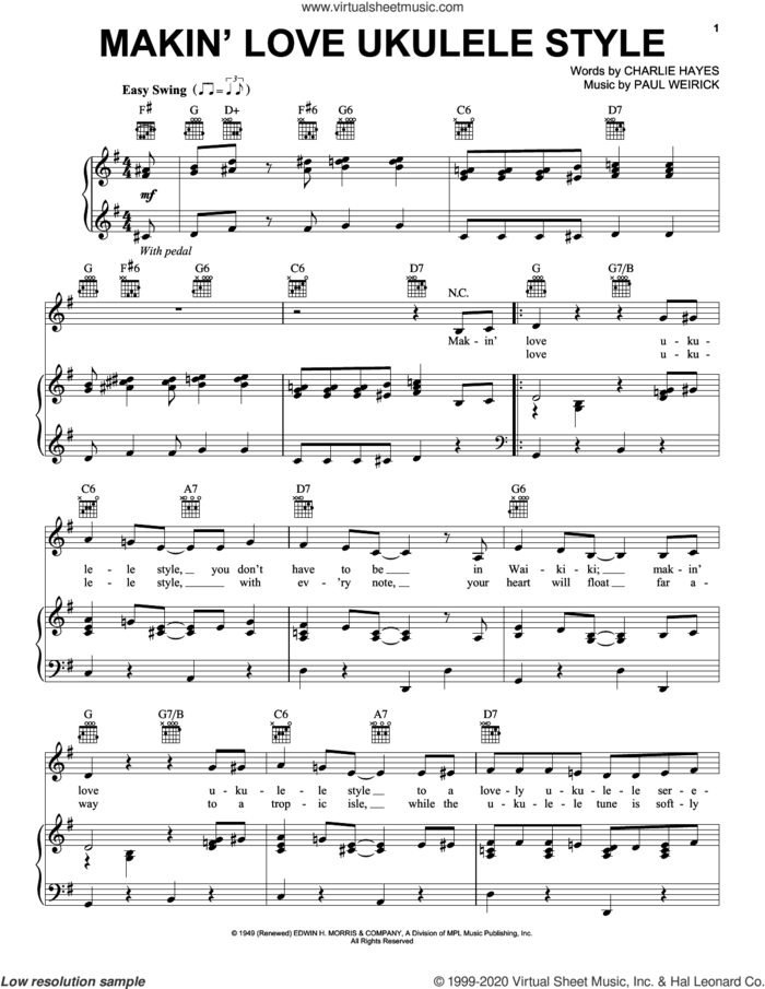 Makin' Love Ukulele Style sheet music for voice, piano or guitar by Charlie Hayes and Paul Weirick, intermediate skill level