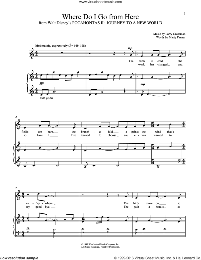 Where Do I Go From Here sheet music for voice and piano by Larry Grossman and Marty Panzer, intermediate skill level
