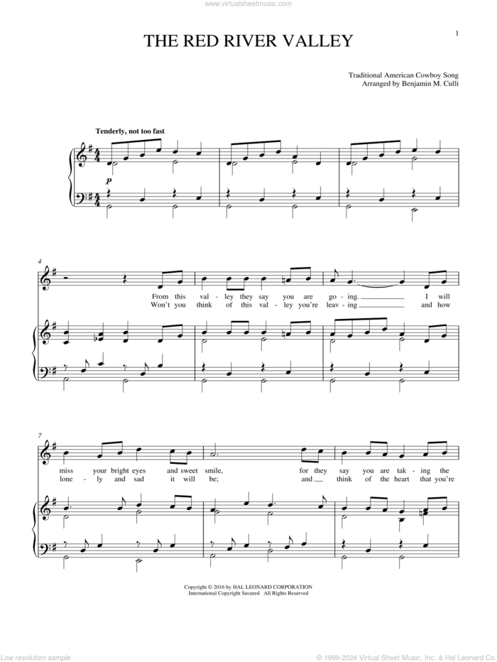 The Red River Valley sheet music for voice and piano by Traditional American Cowboy So and Miscellaneous, intermediate skill level