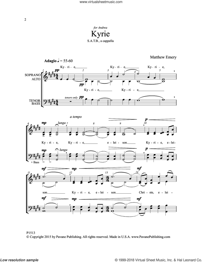 Missa Brevis Boreal sheet music for choir (SATB: soprano, alto, tenor, bass) by Matthew Emery, intermediate skill level